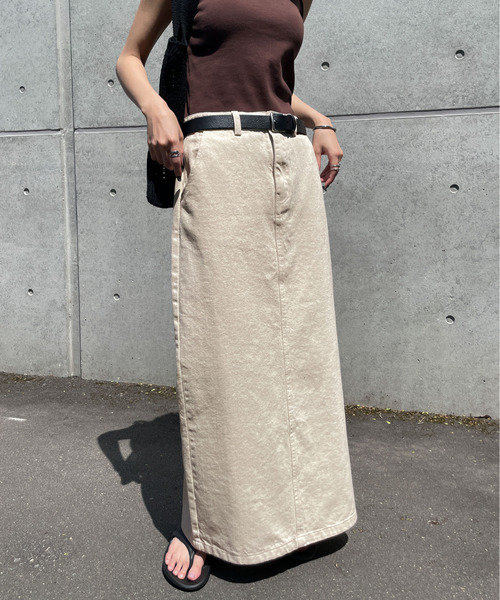 Chillfar（チルファー）の「デニムロングスカート（デニムスカート・レディース・ネイビー/ホワイト/サックスブルー/ブラック・MEDIUM/LARGE）」の2枚目の写真
