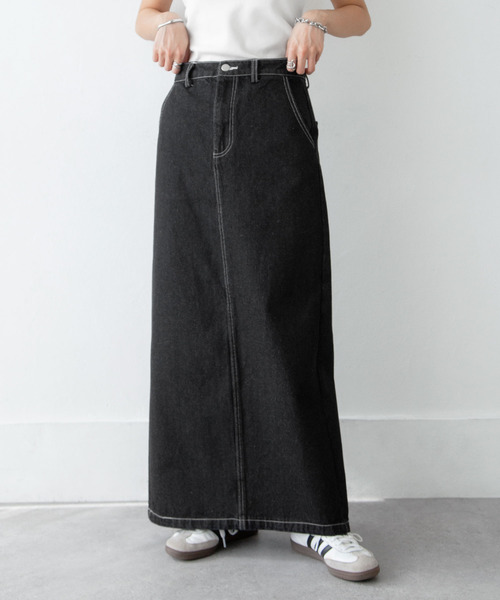 Chillfar（チルファー）の「デニムロングスカート（デニムスカート・レディース・ネイビー/ホワイト/サックスブルー/ブラック・MEDIUM/LARGE）」の6枚目の写真