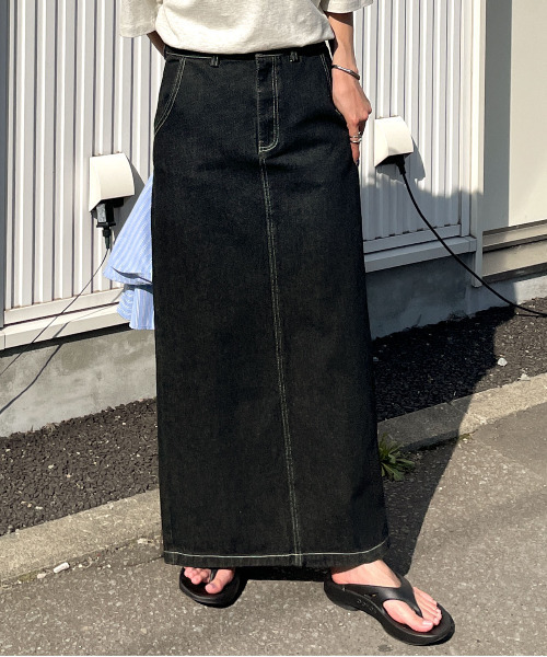 Chillfar（チルファー）の「デニムロングスカート（デニムスカート・レディース・ネイビー/ホワイト/サックスブルー/ブラック・MEDIUM/LARGE）」の22枚目の写真