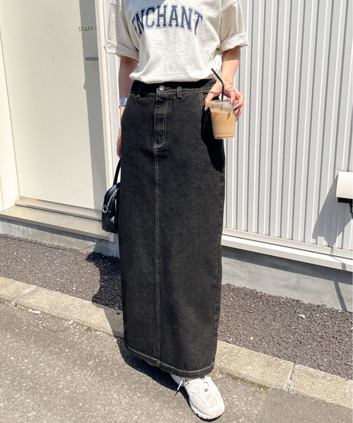 Chillfar（チルファー）の「デニムロングスカート（デニムスカート・レディース・ネイビー/ホワイト/サックスブルー/ブラック・MEDIUM/LARGE）」の5枚目の写真