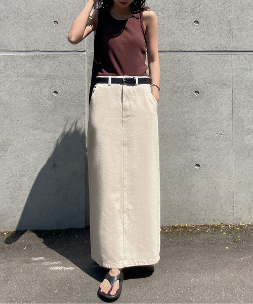 Chillfar（チルファー）の「デニムロングスカート（デニムスカート・レディース・ネイビー/ホワイト/サックスブルー/ブラック・MEDIUM/LARGE）」の7枚目の写真