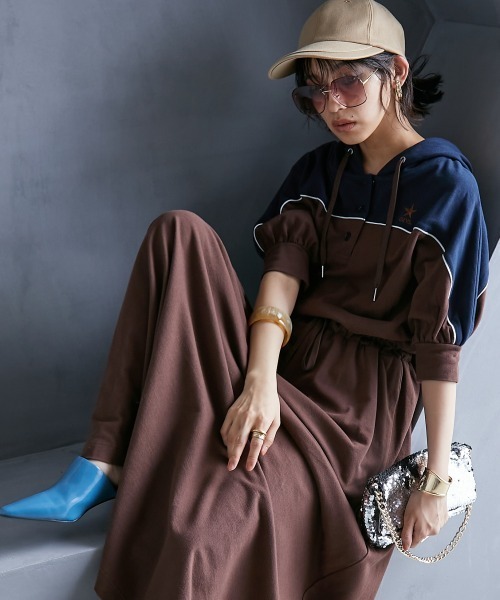 GEVS.(ジェイヴィス)の「<大きいサイズ> 綿100%鹿の子パーカーロングワンピース GEVS.(ワンピース・レディース・ブラック系/ブラウン系・L/5L/4L/3L/LL)」の10枚目の写真