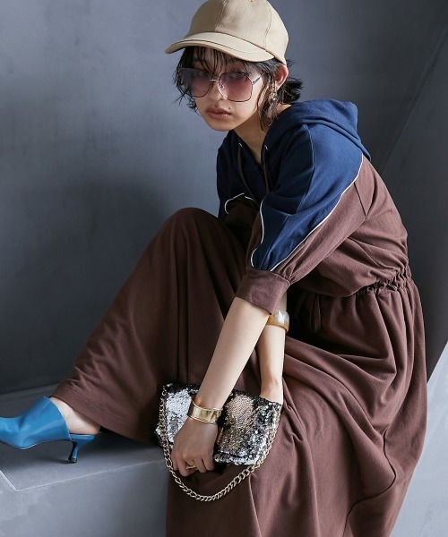 GEVS.(ジェイヴィス)の「<大きいサイズ> 綿100%鹿の子パーカーロングワンピース GEVS.(ワンピース・レディース・ブラック系/ブラウン系・L/5L/4L/3L/LL)」の11枚目の写真
