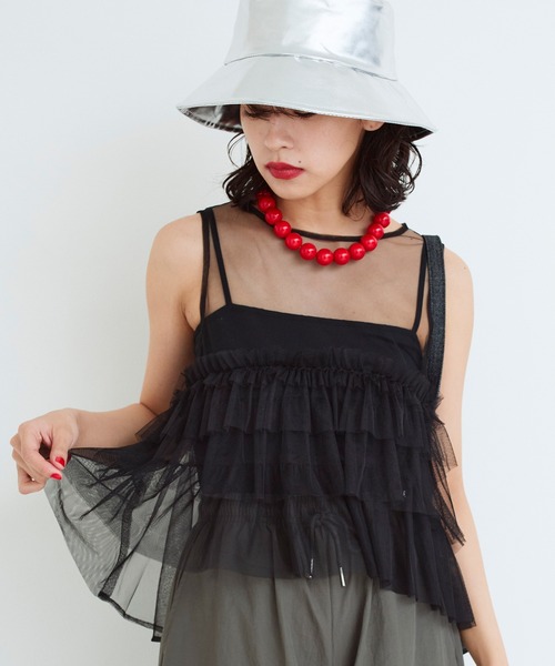 Narcissus（ナルシス）の「【MIDVEIN】チュールフリルベスト（ベスト・レディース・ブラック/ライム・FREE）」の16枚目の写真