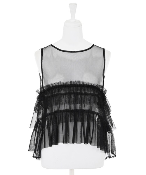 Narcissus（ナルシス）の「【MIDVEIN】チュールフリルベスト（ベスト・レディース・ブラック/ライム・FREE）」の12枚目の写真