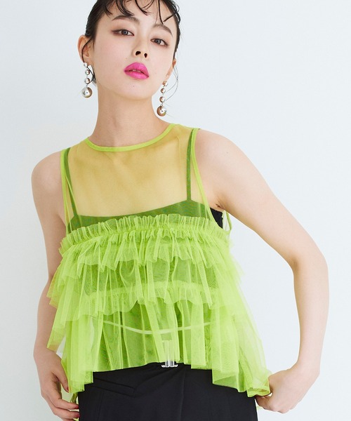 Narcissus（ナルシス）の「【MIDVEIN】チュールフリルベスト（ベスト・レディース・ブラック/ライム・FREE）」の19枚目の写真