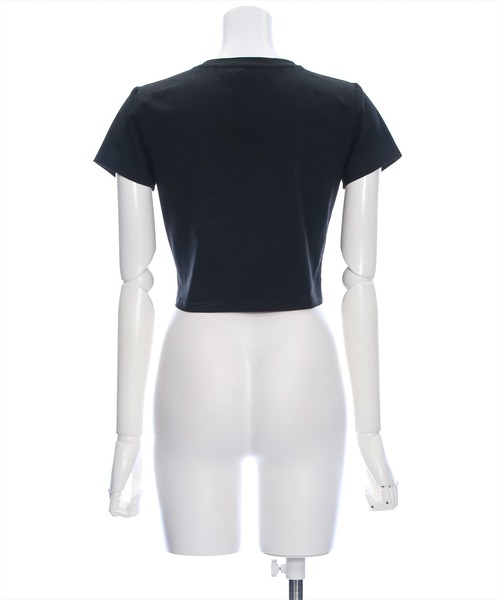 clear（クリア）の「ワンポイント刺繍チビTシャツ［半袖 ショート丈 クロップド丈］≪再入荷≫（Tシャツ/カットソー・レディース・オフホワイト/ピンク/イエロー/ブラック・F）」の8枚目の写真