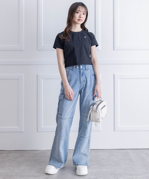 clear（クリア）の「ワンポイント刺繍チビTシャツ［半袖 ショート丈 クロップド丈］≪再入荷≫（Tシャツ/カットソー・レディース・オフホワイト/ピンク/イエロー/ブラック・F）」の19枚目の写真