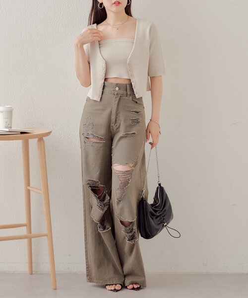 セール】【新色追加】ホックデザインチビカーディガンセット