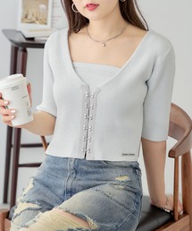 Chico | 【新色追加】ホックデザインチビカーディガンセット(カーディガン/ボレロ)