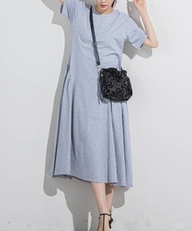 【すっぽり楽ちん】カットギャザーワンピース≪洗濯機で洗える≫