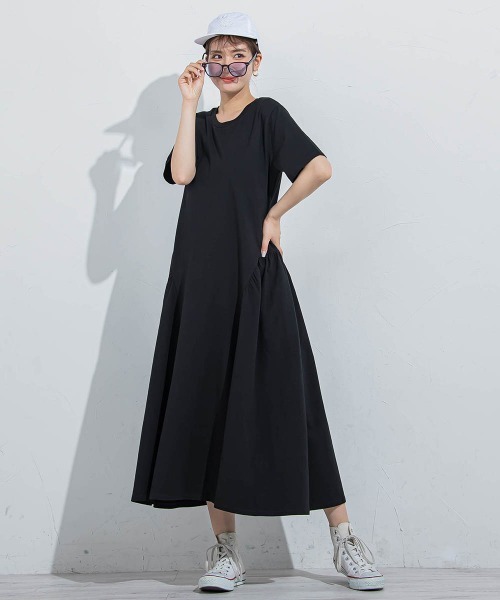 VICKY（ビッキー）の「【すっぽり楽ちん】カットギャザーワンピース≪洗濯機で洗える≫（ワンピース・レディース・カーキ/ブラック/グレー/ブルー・M）」の10枚目の写真