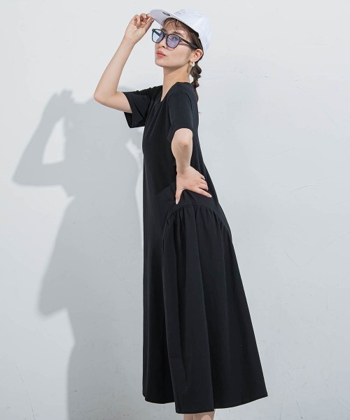 VICKY（ビッキー）の「【すっぽり楽ちん】カットギャザーワンピース≪洗濯機で洗える≫（ワンピース・レディース・カーキ/ブラック/グレー/ブルー・M）」の7枚目の写真