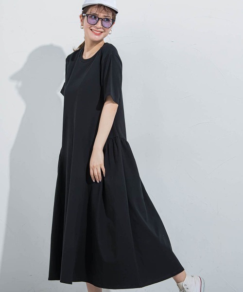 VICKY（ビッキー）の「【すっぽり楽ちん】カットギャザーワンピース≪洗濯機で洗える≫（ワンピース・レディース・カーキ/ブラック/グレー/ブルー・M）」の6枚目の写真