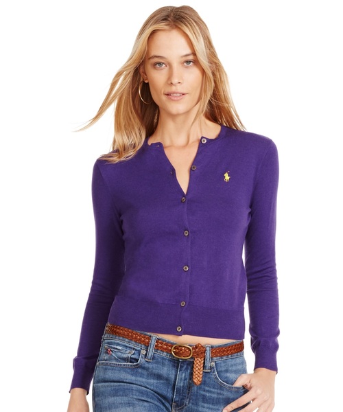 POLO RALPH LAUREN(ポロ ラルフ ローレン)の「コットン クルーネック カーディガン(カーディガン/ボレロ・レディース・クリーム/ネイビー/パープル/ライトグレー/ブラック/ピンク・X-SMALL/LARGE/X-LARGE/SMALL/MEDIUM)」の6枚目の写真