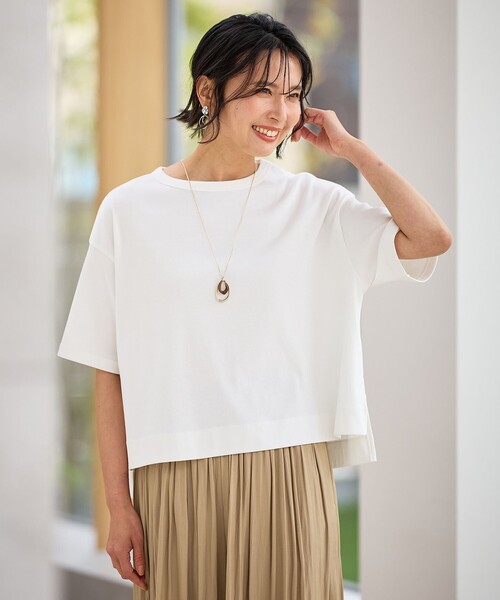 ANY(エニィ)の「フライスワイドTシャツ(Tシャツ/カットソー・レディース・アイボリー系1/アイボリー系/ダークブラウン系/ブラック系・F)」の3枚目の写真