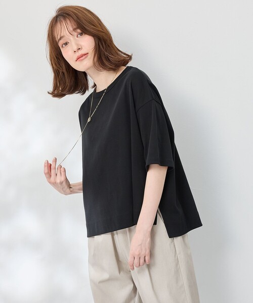 ANY(エニィ)の「フライスワイドTシャツ(Tシャツ/カットソー・レディース・アイボリー系1/アイボリー系/ダークブラウン系/ブラック系・F)」の18枚目の写真