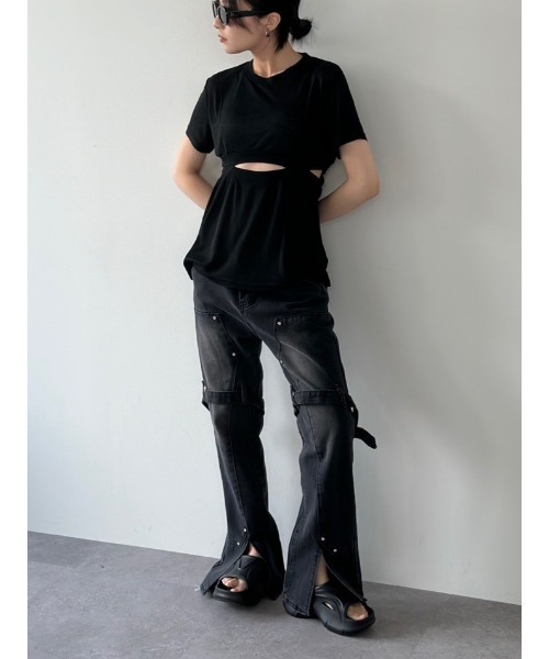 duei（デュイ）の「ベルトデザインデニム（デニムパンツ・レディース・ブラック・SMALL/FREE）」の9枚目の写真