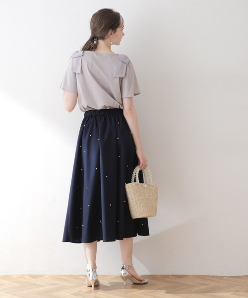 セール】パール調デザインフレアスカート（スカート）｜couture