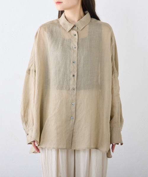 PUAL CE CIN（ピュアルセシン）の「【24AW】ラミーオーバーシャツ（シャツ/ブラウス・レディース・ブラウン/チャコールグレー/ベージュ系その他/サーモンピンク・FREE）」の16枚目の写真