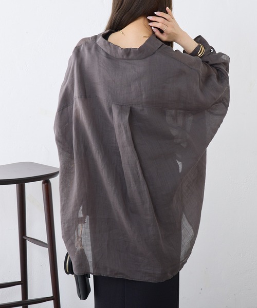 PUAL CE CIN（ピュアルセシン）の「【24AW】ラミーオーバーシャツ（シャツ/ブラウス・レディース・ブラウン/チャコールグレー/ベージュ系その他/サーモンピンク・FREE）」の12枚目の写真