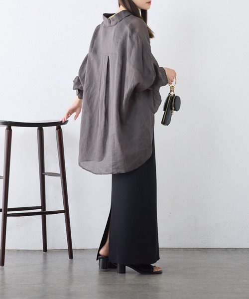 PUAL CE CIN（ピュアルセシン）の「【24AW】ラミーオーバーシャツ（シャツ/ブラウス・レディース・ブラウン/チャコールグレー/ベージュ系その他/サーモンピンク・FREE）」の15枚目の写真