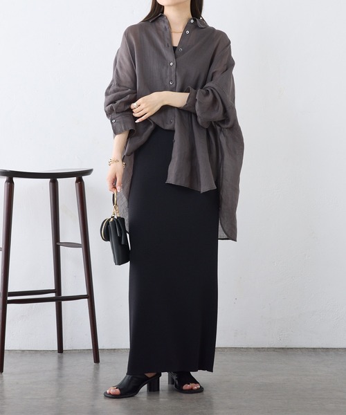 PUAL CE CIN（ピュアルセシン）の「【24AW】ラミーオーバーシャツ（シャツ/ブラウス・レディース・ブラウン/チャコールグレー/ベージュ系その他/サーモンピンク・FREE）」の14枚目の写真