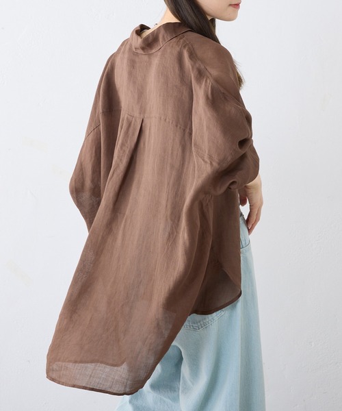 PUAL CE CIN（ピュアルセシン）の「【24AW】ラミーオーバーシャツ（シャツ/ブラウス・レディース・ブラウン/チャコールグレー/ベージュ系その他/サーモンピンク・FREE）」の5枚目の写真