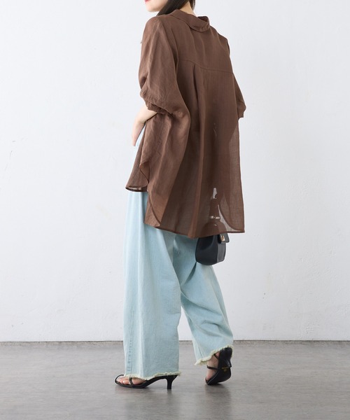 PUAL CE CIN（ピュアルセシン）の「【24AW】ラミーオーバーシャツ（シャツ/ブラウス・レディース・ブラウン/チャコールグレー/ベージュ系その他/サーモンピンク・FREE）」の8枚目の写真