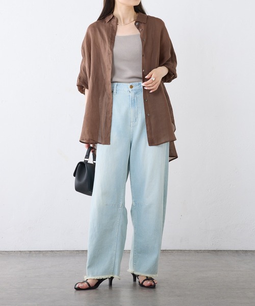 PUAL CE CIN（ピュアルセシン）の「【24AW】ラミーオーバーシャツ（シャツ/ブラウス・レディース・ブラウン/チャコールグレー/ベージュ系その他/サーモンピンク・FREE）」の6枚目の写真