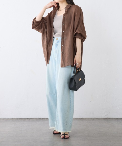 PUAL CE CIN（ピュアルセシン）の「【24AW】ラミーオーバーシャツ（シャツ/ブラウス・レディース・ブラウン/チャコールグレー/ベージュ系その他/サーモンピンク・FREE）」の7枚目の写真