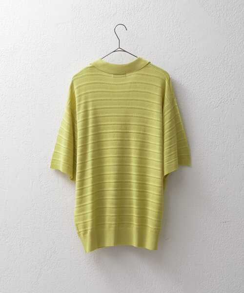 WHIMSIC（ウィムジック）の「【UNISEX】スキッパーネックメッシュジャガードニットプルオーバー（ニット/セーター・メンズ・ブルー/ブラック/アイボリー/イエロー・FREE）」の8枚目の写真