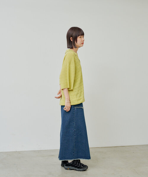 WHIMSIC（ウィムジック）の「【UNISEX】スキッパーネックメッシュジャガードニットプルオーバー（ニット/セーター・メンズ・ブルー/ブラック/アイボリー/イエロー・FREE）」の10枚目の写真