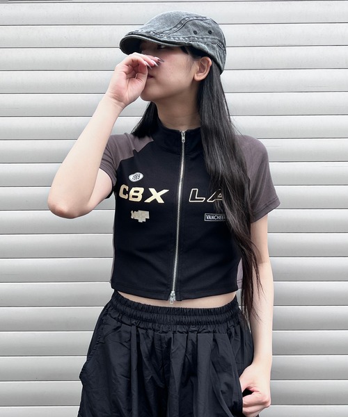 セール】フロントZIPレーシングトップス（Tシャツ/カットソー