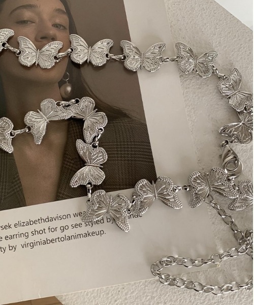 DIAVEL(ディアベル)の「バタフライデザイン チェーンベルト(ベルト・レディース・シルバー・FREE)」の3枚目の写真