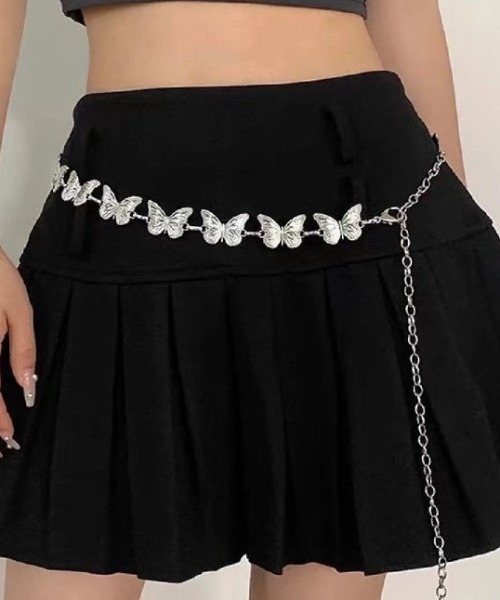 DIAVEL(ディアベル)の「バタフライデザイン チェーンベルト(ベルト・レディース・シルバー・FREE)」の5枚目の写真