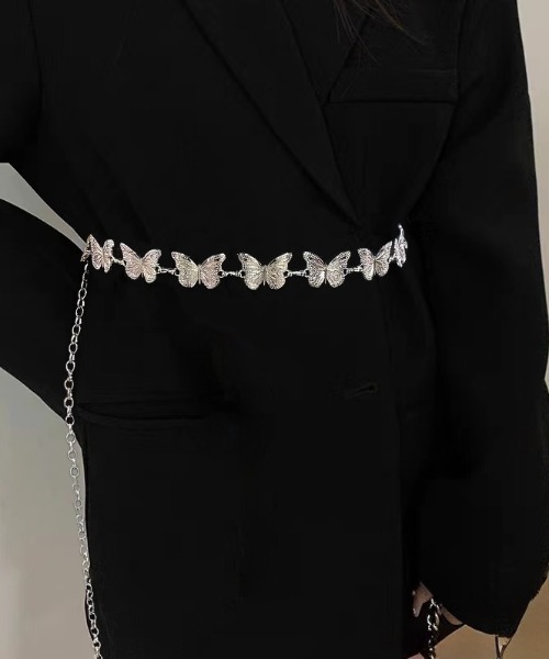 DIAVEL(ディアベル)の「バタフライデザイン チェーンベルト(ベルト・レディース・シルバー・FREE)」の13枚目の写真