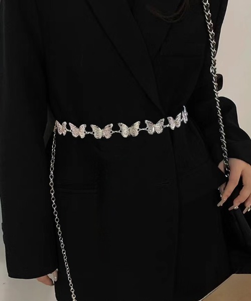 DIAVEL(ディアベル)の「バタフライデザイン チェーンベルト(ベルト・レディース・シルバー・FREE)」の14枚目の写真