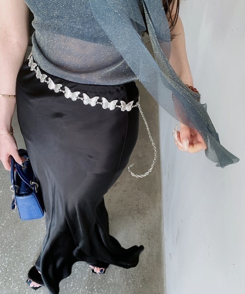 DIAVEL(ディアベル)の「バタフライデザイン チェーンベルト(ベルト・レディース・シルバー・FREE)」の7枚目の写真