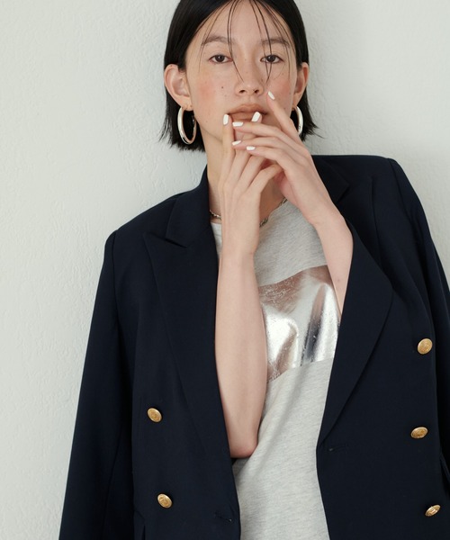 LARUTA（ラルータ）の「【LARUTA】汗染み防止箔ロゴT（Tシャツ/カットソー・レディース・スミクロ/オフホワイト/グレー/ブラウン・FREE）」の21枚目の写真