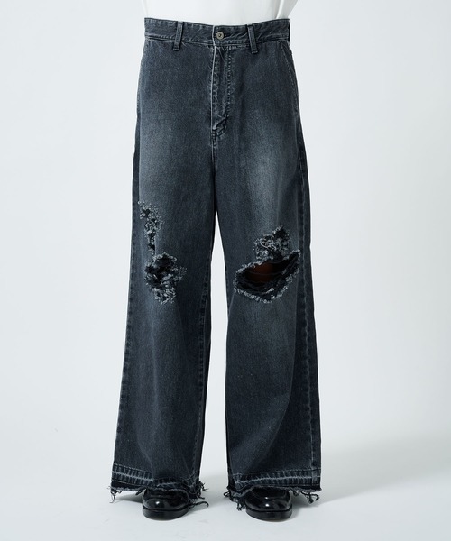 JUHA ユハ　BAGGY DENIM PANTS バギーデニムパンツ JUHA/ユハ】DAMAGE BAGGY DENIM PANTS（デニムパンツ）｜JUHA