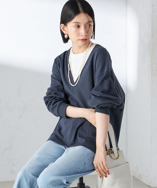 【セール】【SHIPS別注】onit:〈手洗い可能〉ディープ Vネック プルオーバー（Tシャツ/カットソー）｜SHIPS（シップス）