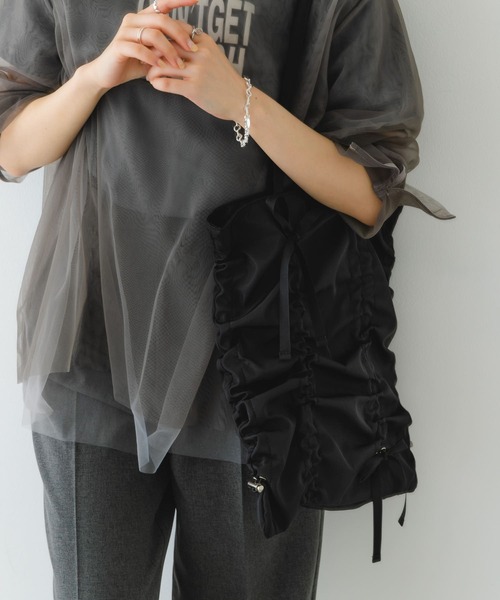 RODE SKO（ロデスコ）の「リボンギャザートートバッグ（トートバッグ・レディース・ブラック/レッド・ONE）」の12枚目の写真