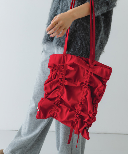 RODE SKO（ロデスコ）の「リボンギャザートートバッグ（トートバッグ・レディース・ブラック/レッド・ONE）」の19枚目の写真