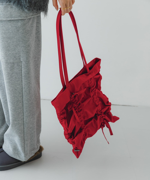 RODE SKO（ロデスコ）の「リボンギャザートートバッグ（トートバッグ・レディース・ブラック/レッド・ONE）」の20枚目の写真