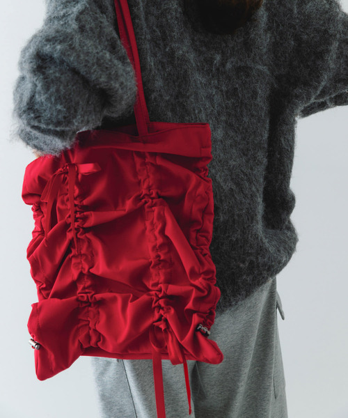 RODE SKO（ロデスコ）の「リボンギャザートートバッグ（トートバッグ・レディース・ブラック/レッド・ONE）」の22枚目の写真