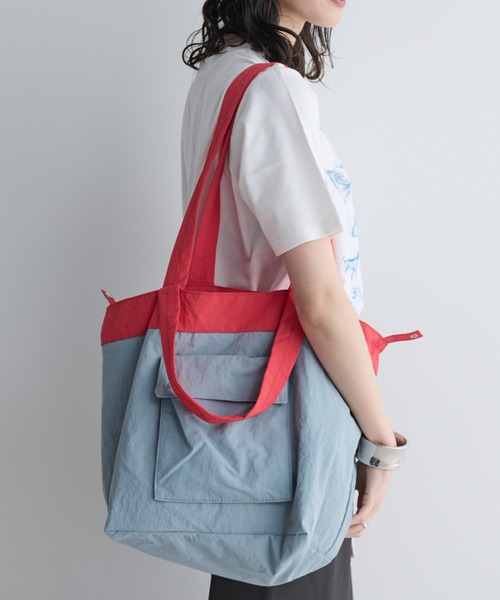 MERLOT(メルロー)の「ポケッタブルバイカラービッグトート(トートバッグ・レディース・ライトグレー/オレンジ/ライトブルー・FREE)」の11枚目の写真