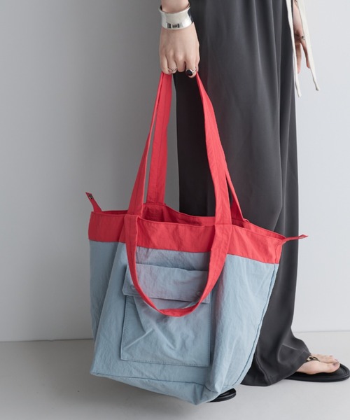 MERLOT(メルロー)の「ポケッタブルバイカラービッグトート(トートバッグ・レディース・ライトグレー/オレンジ/ライトブルー・FREE)」の13枚目の写真