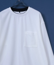 UV Protection Amunzen Fake Layered T-Shirt/UVカット 梨地 フェイクレイヤード ポケット付き 長袖Tシャツ ロンT オーバーサイズ
