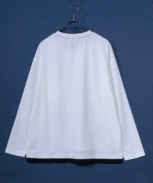 ANPAS（アンパス）の「UV Protection Amunzen Fake Layered T-Shirt/UVカット 梨地 フェイクレイヤード ポケット付き 長袖Tシャツ ロンT オーバーサイズ（Tシャツ/カットソー・メンズ・ダークグレー/ブラック/ダークグリーン/オフホワイト・LL/L/M）」の5枚目の写真